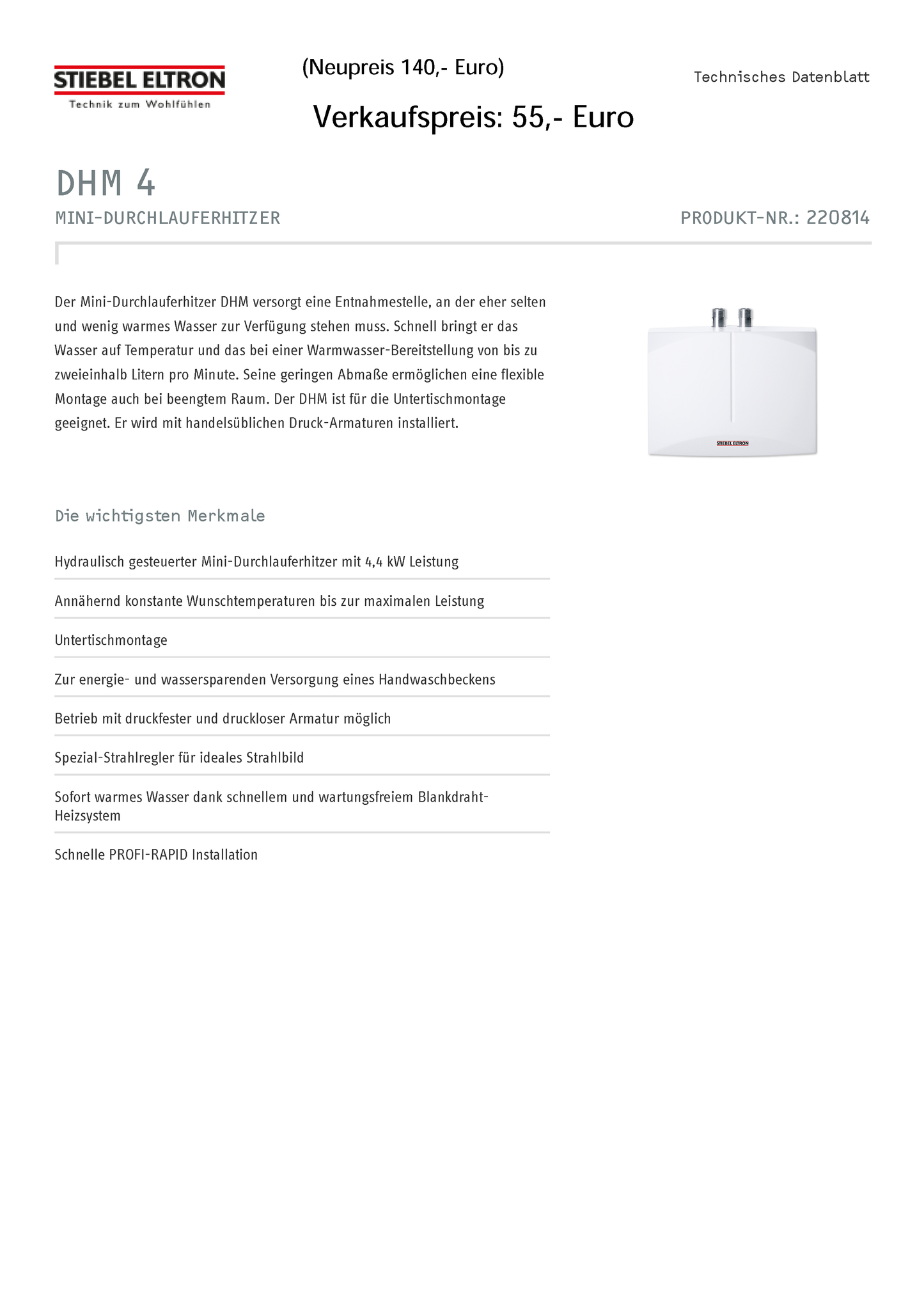 Stiebel Eltron DHM 4 Mini-Durchlauferhitzer