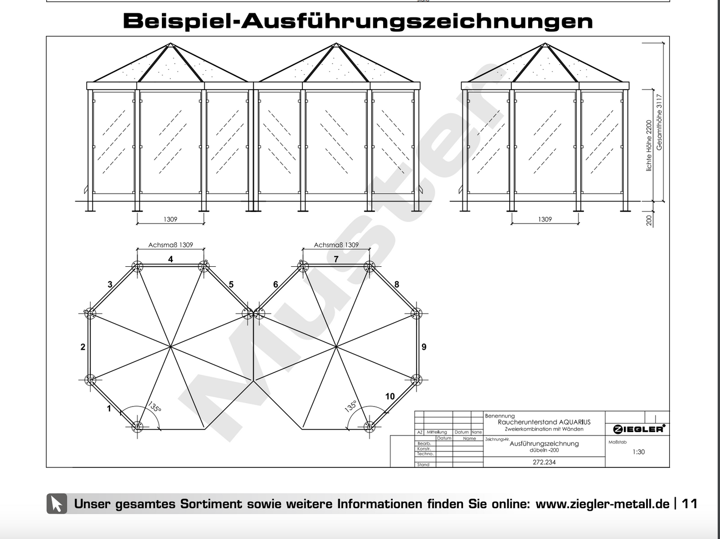 Raucherunterstand ZIEGLER 6860x3100x3665
