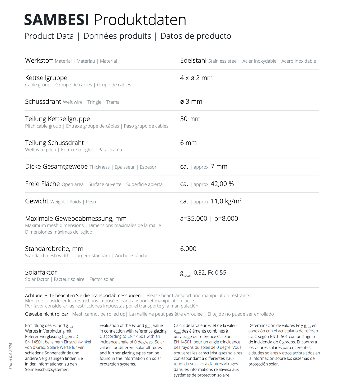 GKD Sambesi Metallgewebe - Edelstahl 1000x1000mm