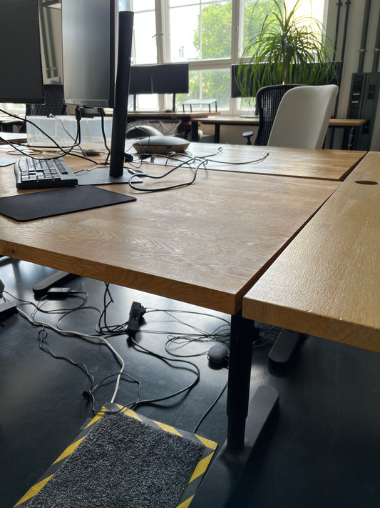 Schreibtisch komplett, Gestell schwarz & Tischplatte Echtholz Buche 160 x 80 cm