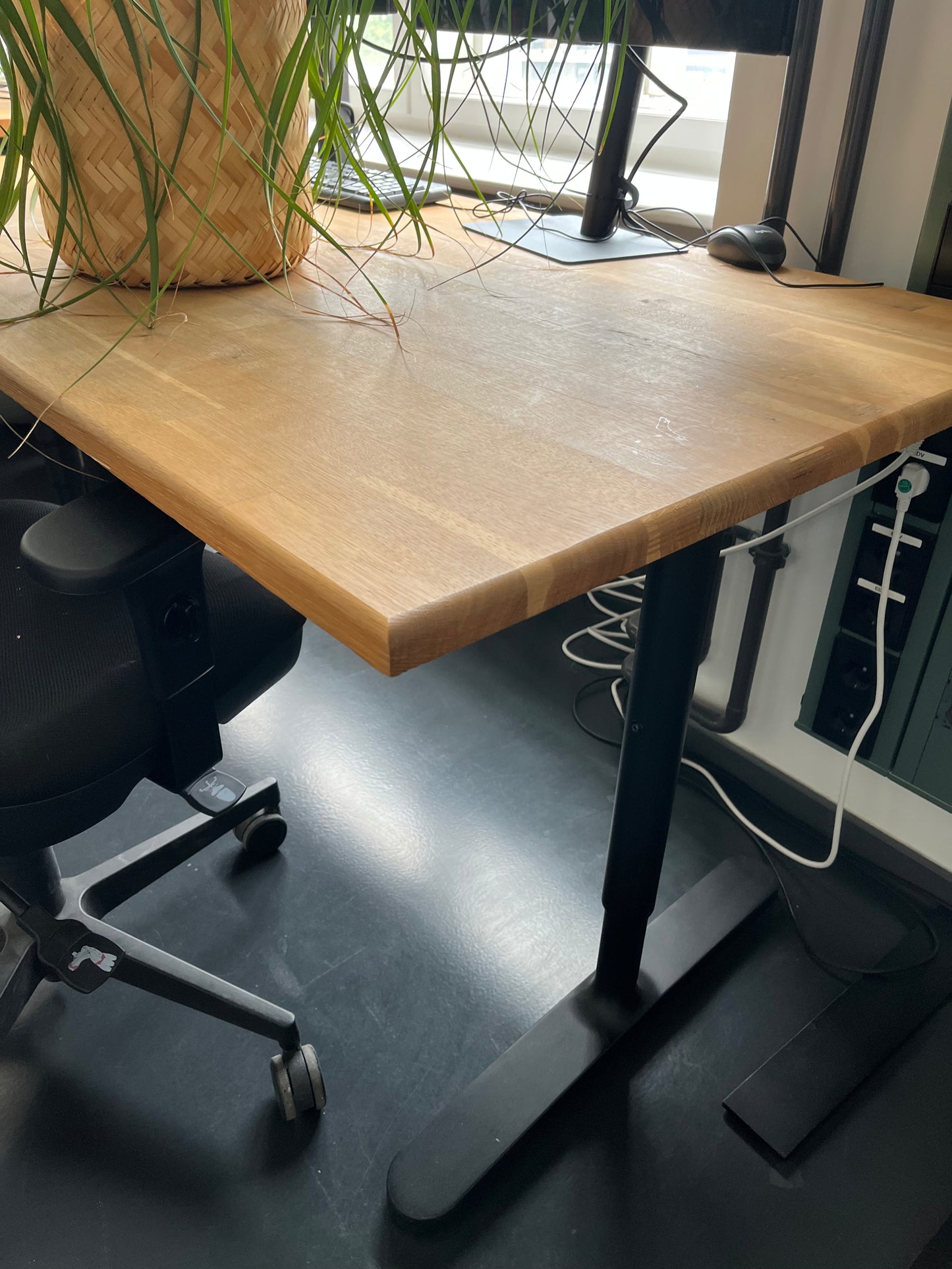 Schreibtisch komplett, Gestell schwarz & Tischplatte Echtholz Buche 160 x 80 cm