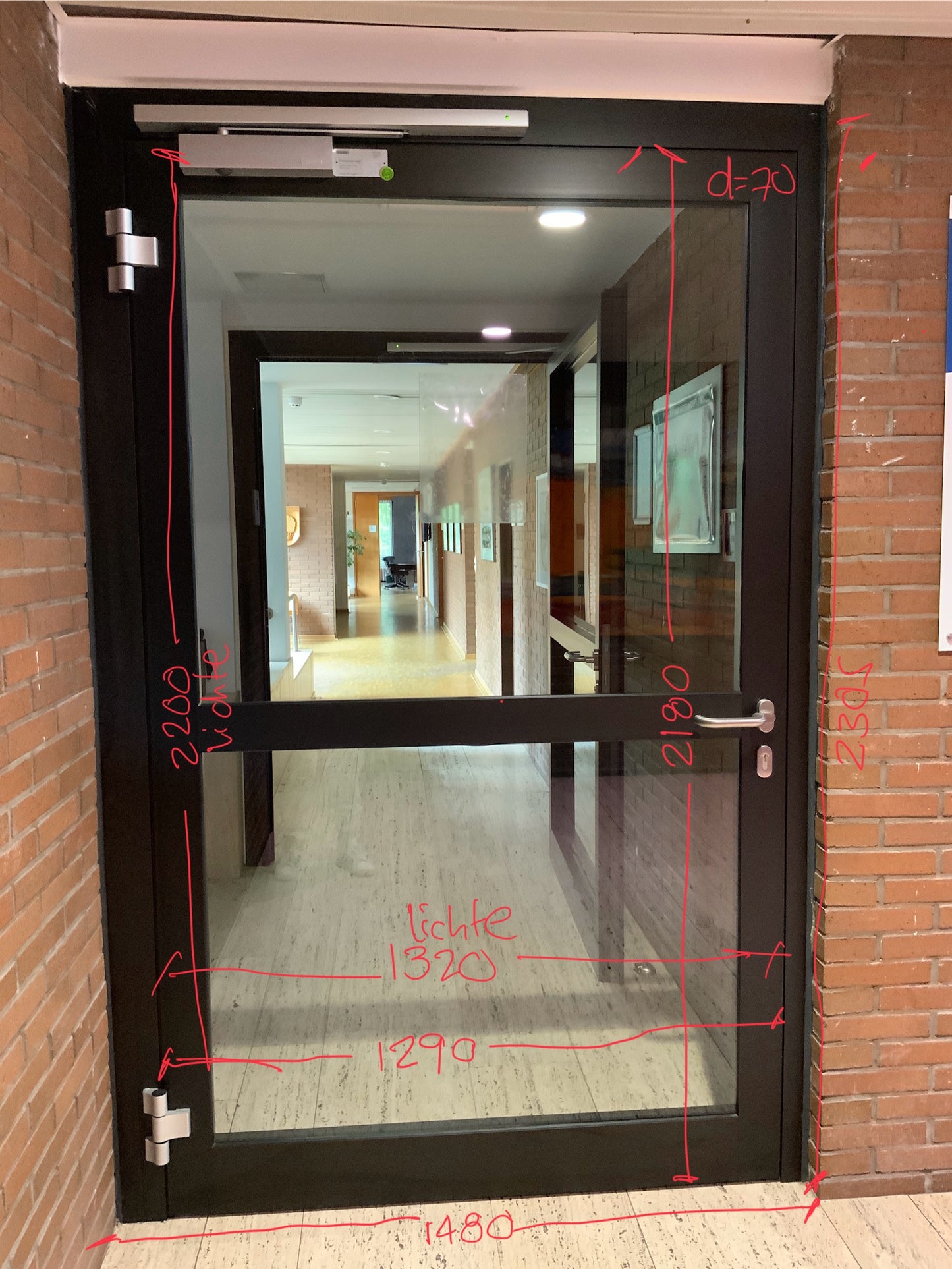 Rauchschutztür Glas RS-1 B148 H230.5 DIN L