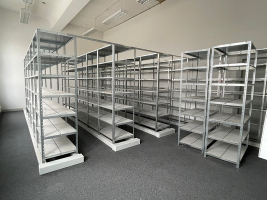 Lagerregale, Modulare Stahlregale, mit verstellbaren Einlegeböden
