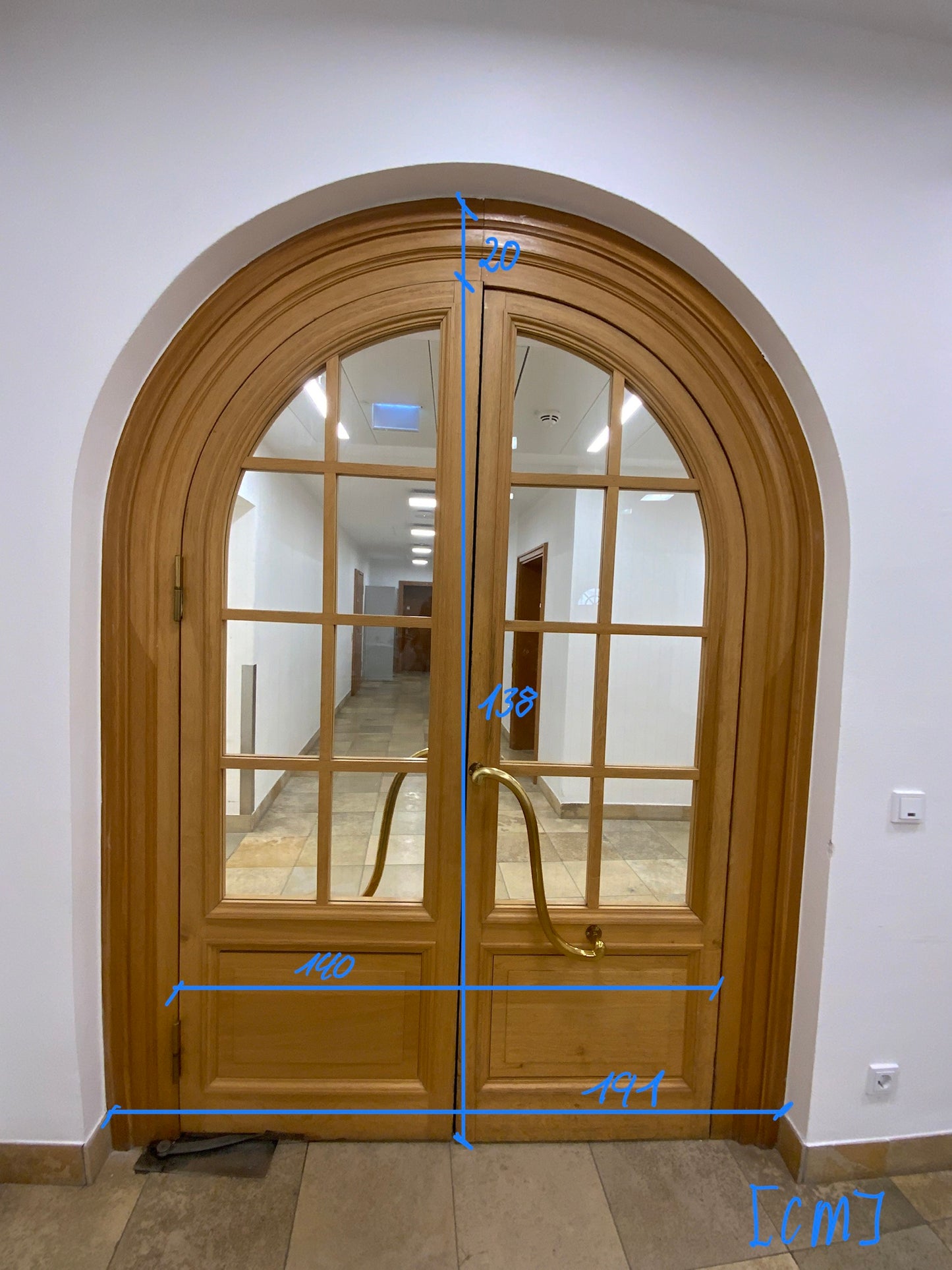 Bogentür/Türanlage 2-flügelig - Holz mit Glaseinsatz 191x258x10cm