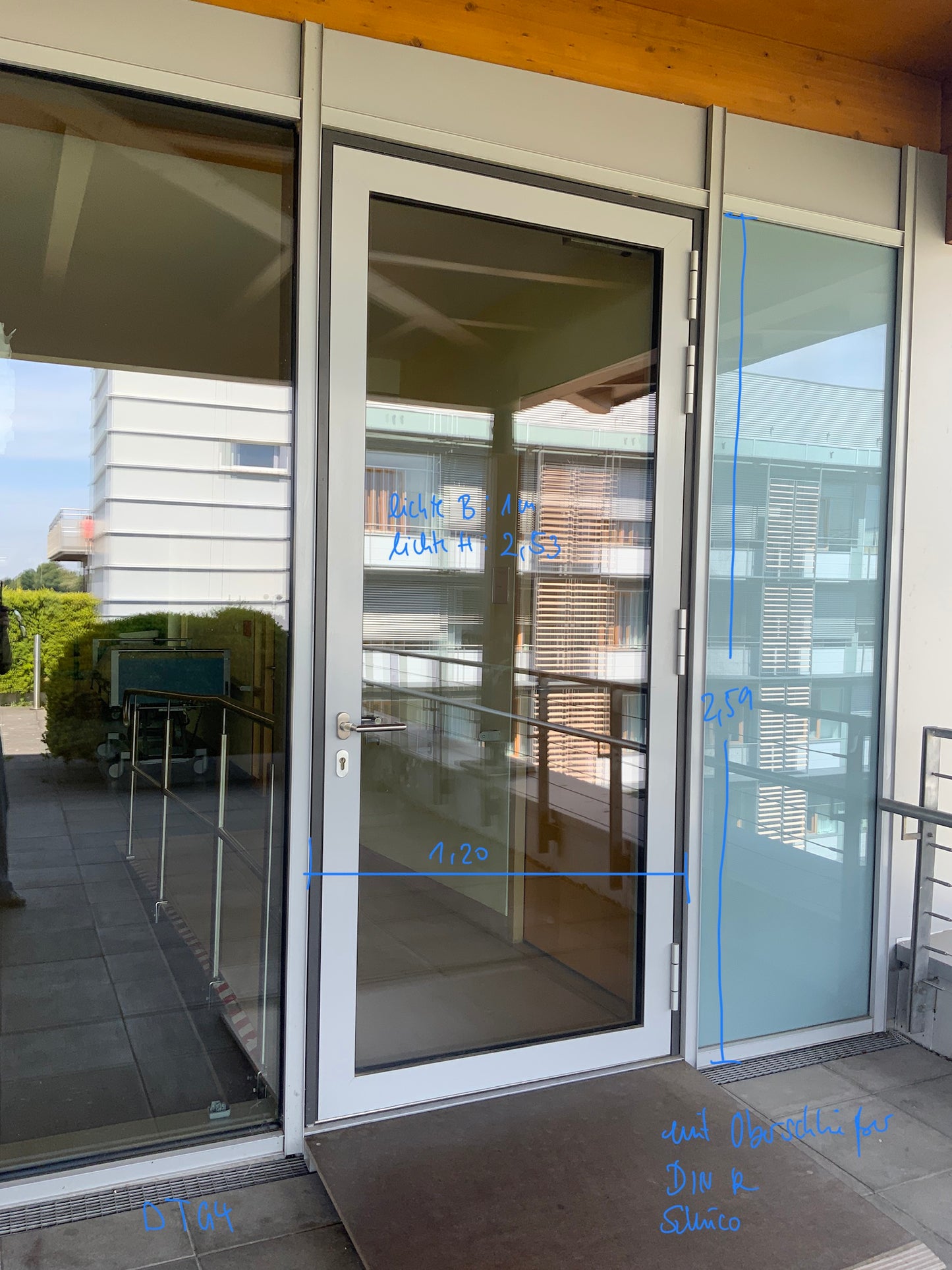 SCHÜCO Tür/Türanlage - Aluminium/Glas - DIN R 120x259x7.5cm