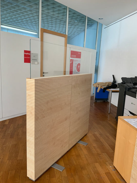 Raumtrennelement mit Glasaufsatz - Holz/Glas 150x158x12cm