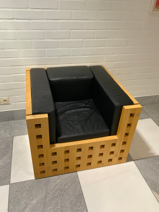 Sessel - Leder/Holz 83.5x65x54.5cm