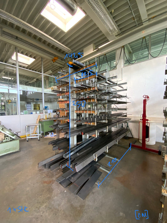 Kragarm-/Schwerlastregal - höhenverstellbar - Stahl 1425x2500x2100mm