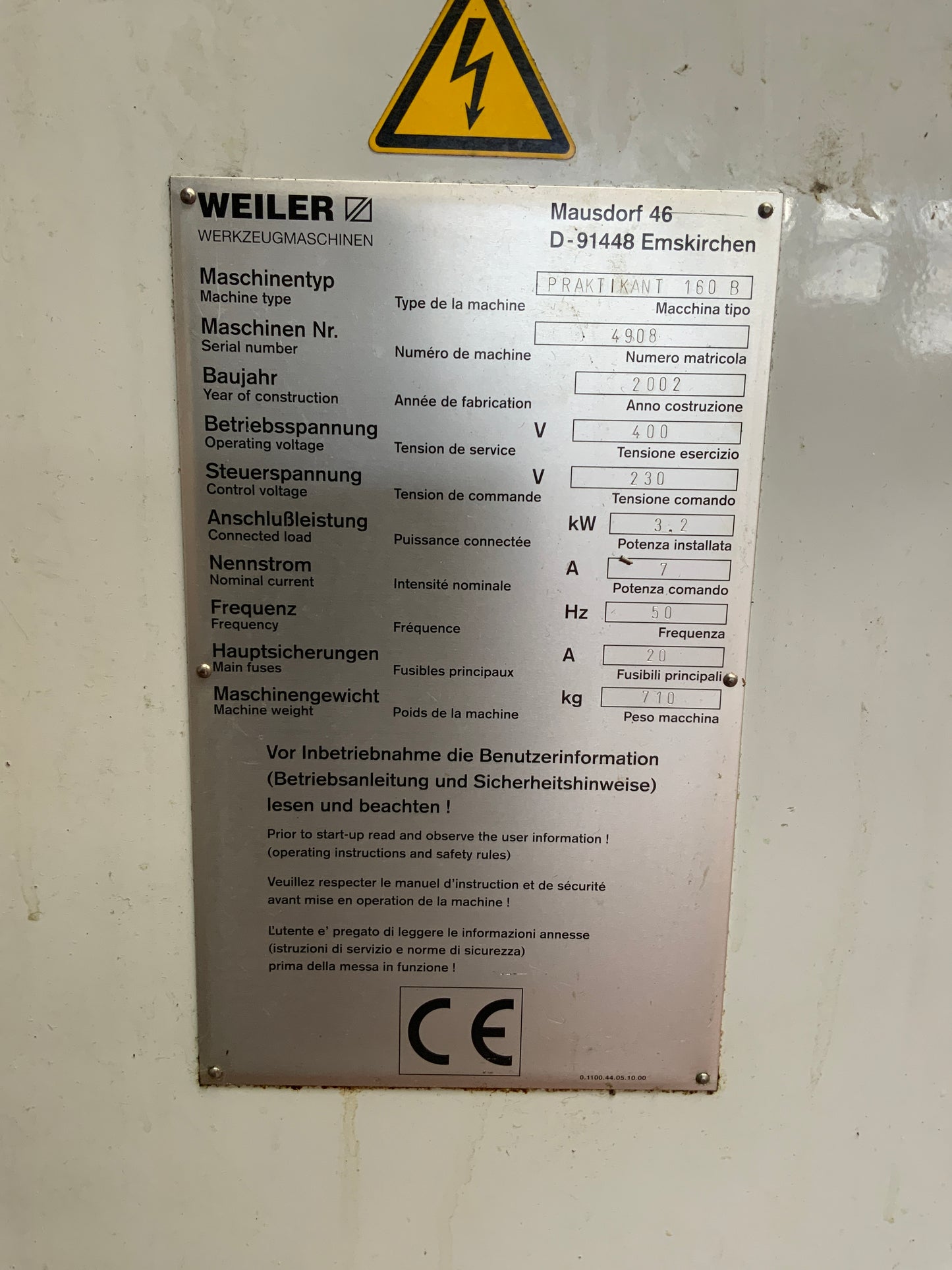 Weiler Praktikant 160 B - Leit- und Zugspindeldrehmaschine