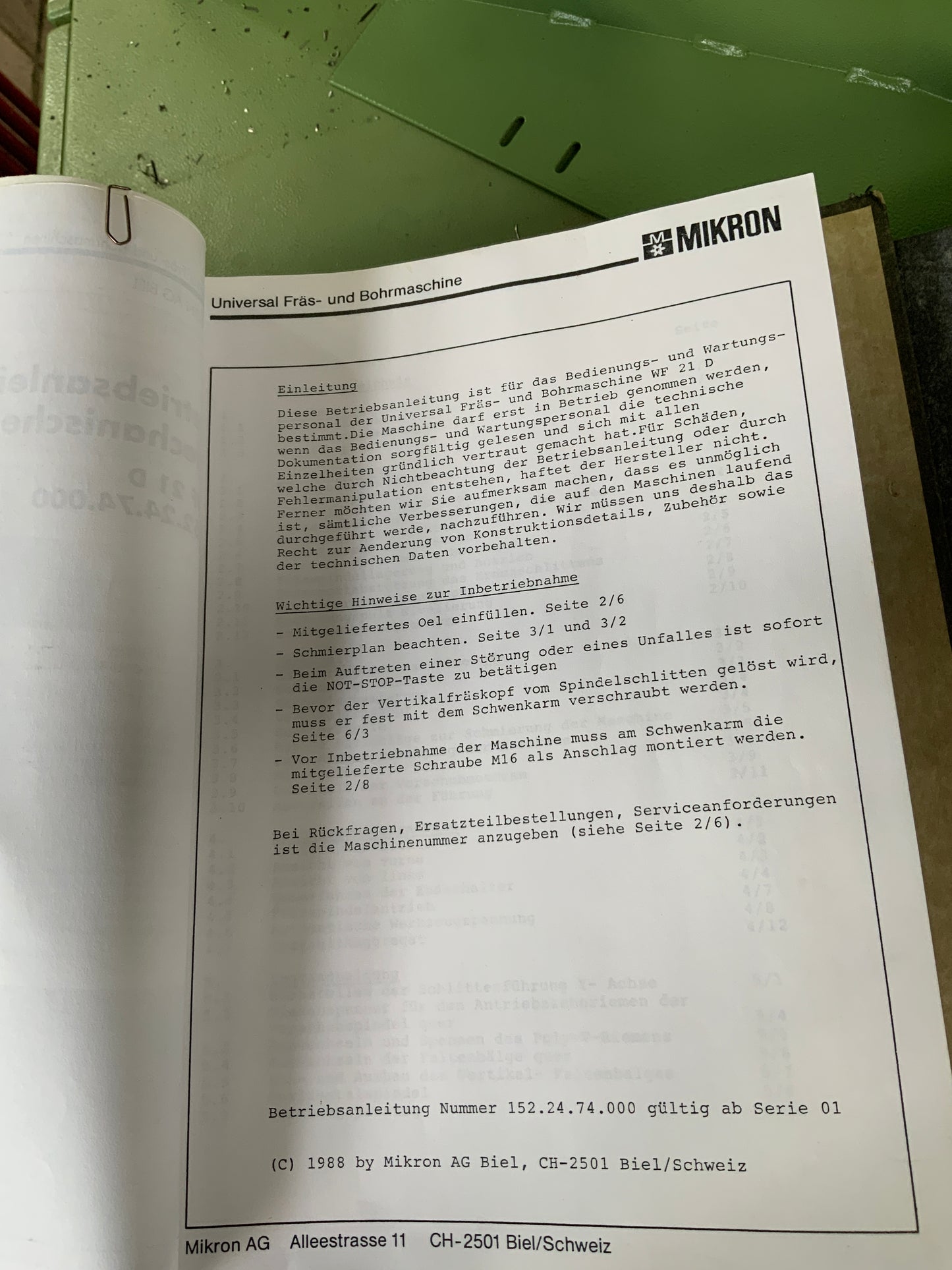 Universal MIKRON WF 21 D - Fräs- und Bohrmaschine