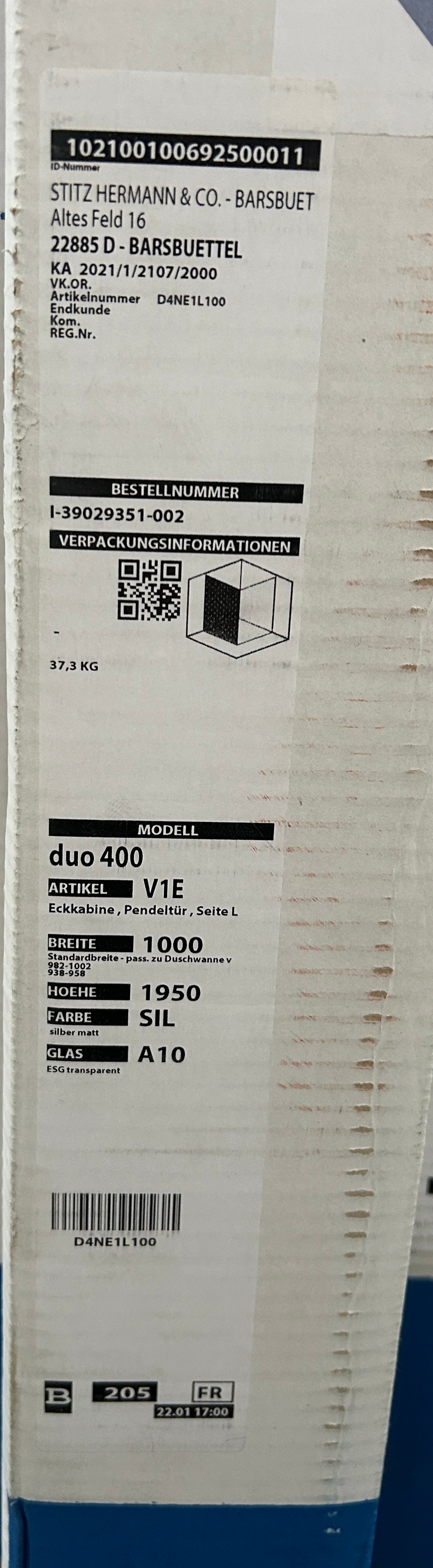 Duka Duschkabine Serie Duo 400