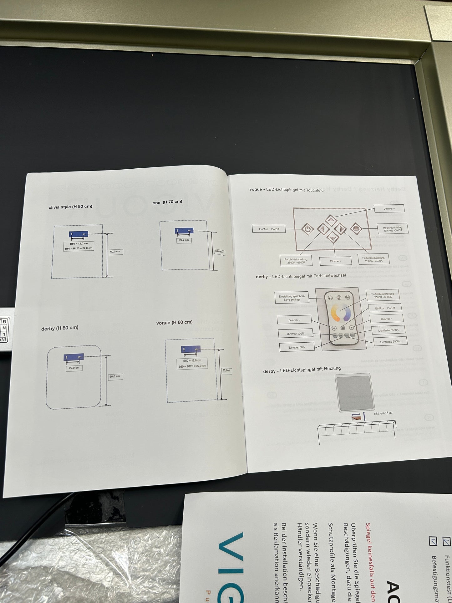 Vigour LED Licht Spiegel Vogue mit Touchfeld