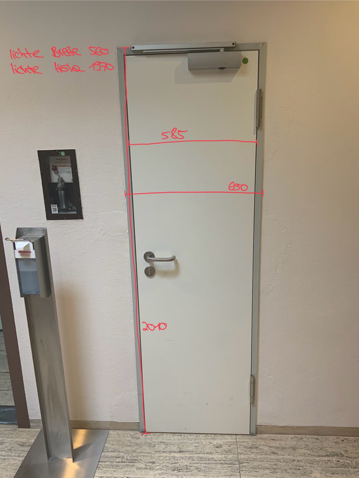 Brandschutztür weiß T30-1-RS-FSA B65 H201