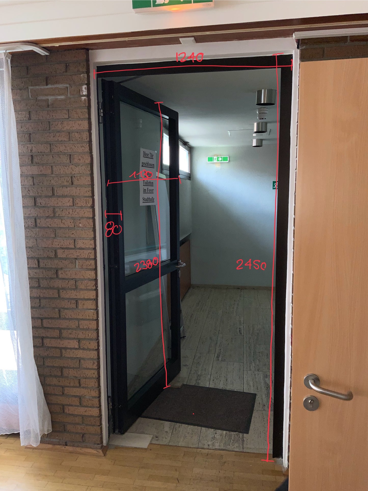 Brandschutzür Glas T30-1-RS-FSA B124 H245 DIN R