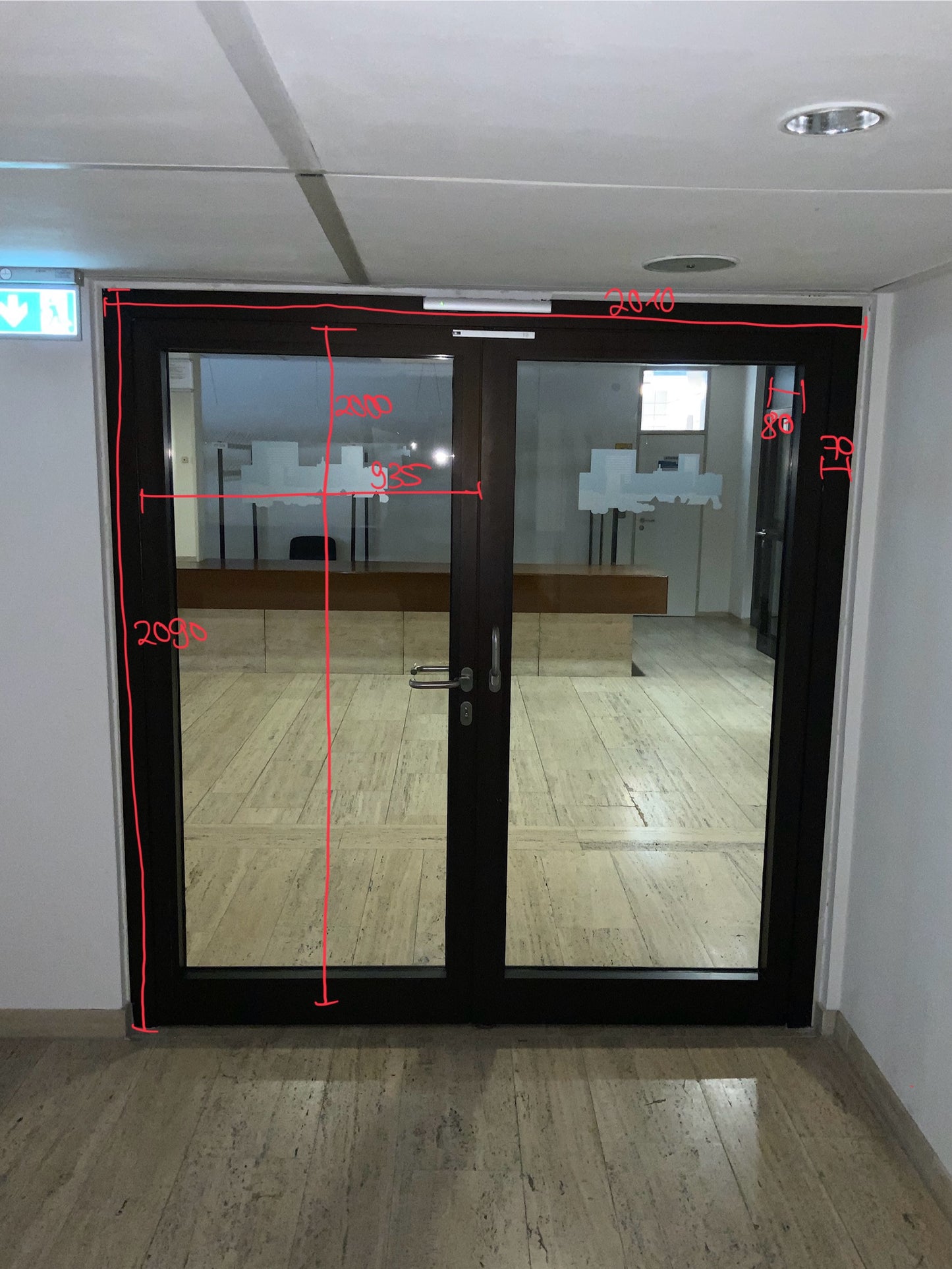 Doppelflügelige Brandschutztür Glas T30-2-RS-FSA B201 H209
