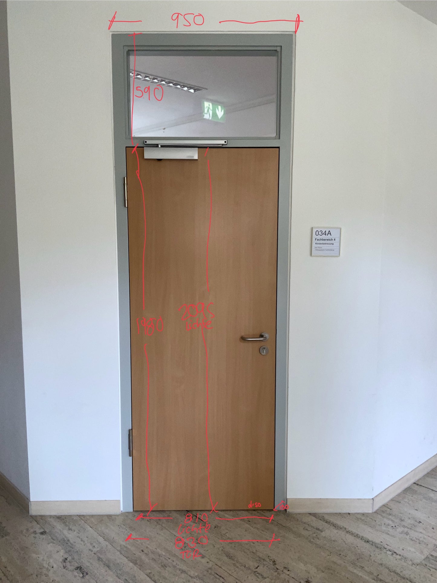 Brandschutztür mit Oberlicht T30-1-RS-FSA B95 H257