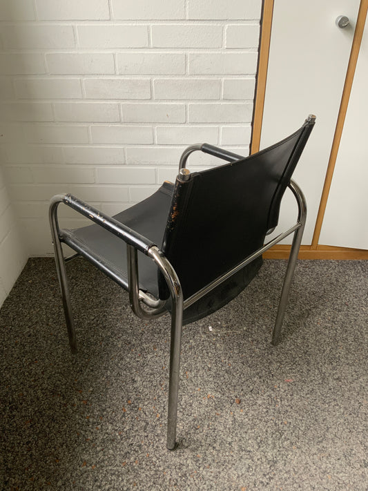 Strässle HE Lederstuhl von Hans Eichenberger - Leder/verchromt