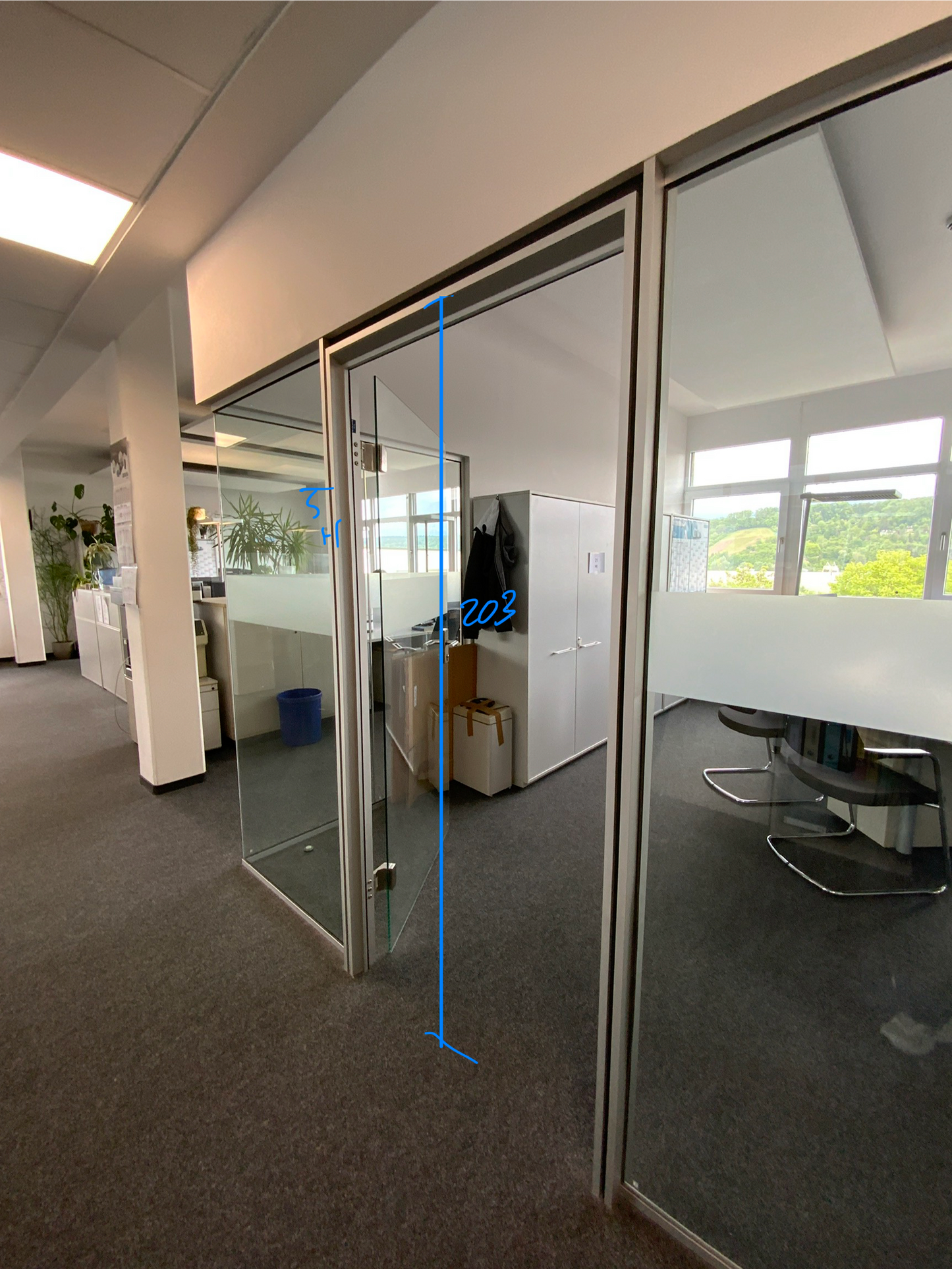Systemtrennwand - Aluminium/Glas 384x203x156cm