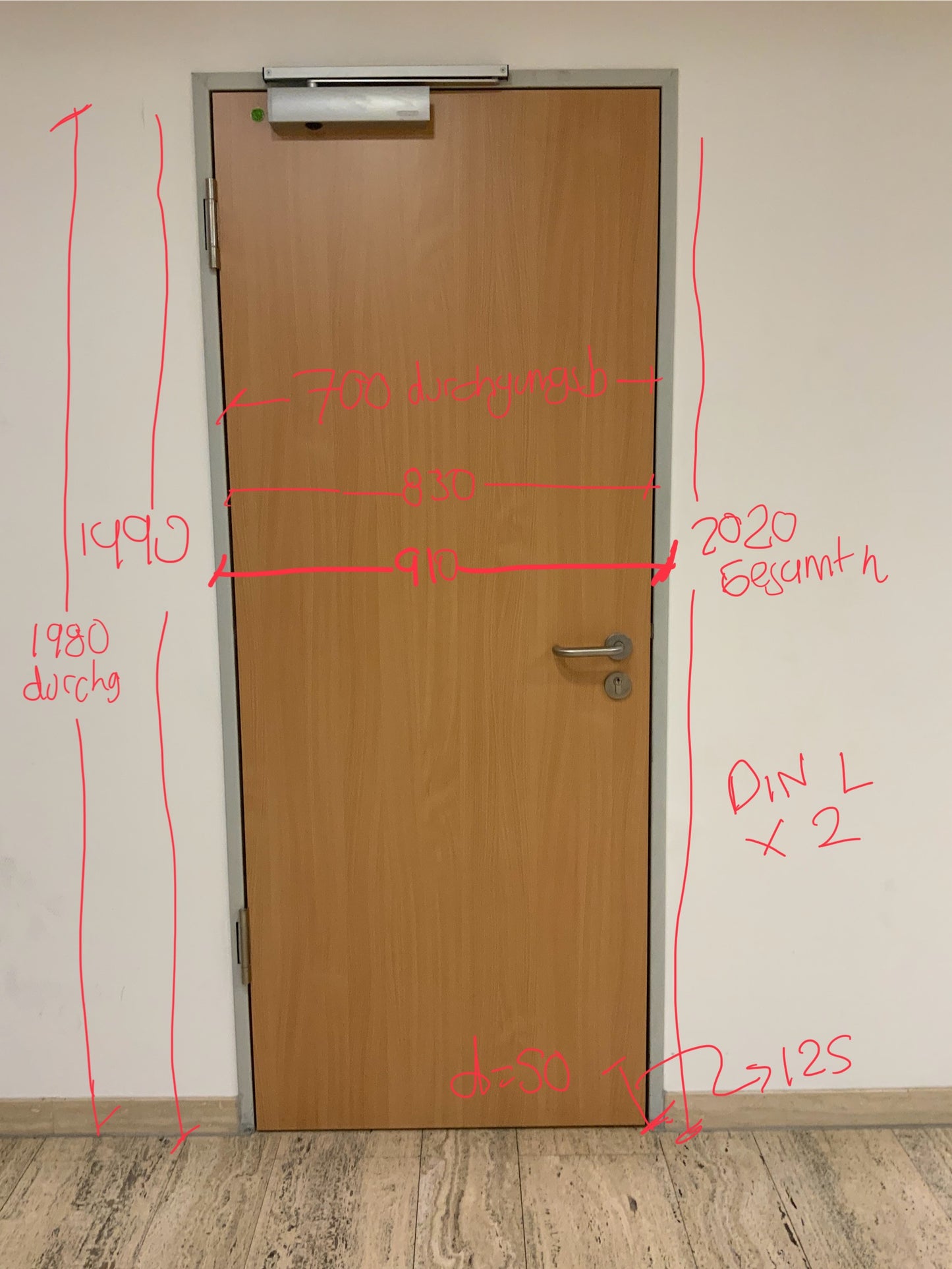 Brandschutztür Köhnlein T30-1-RS-FSA DIN L B91 H202