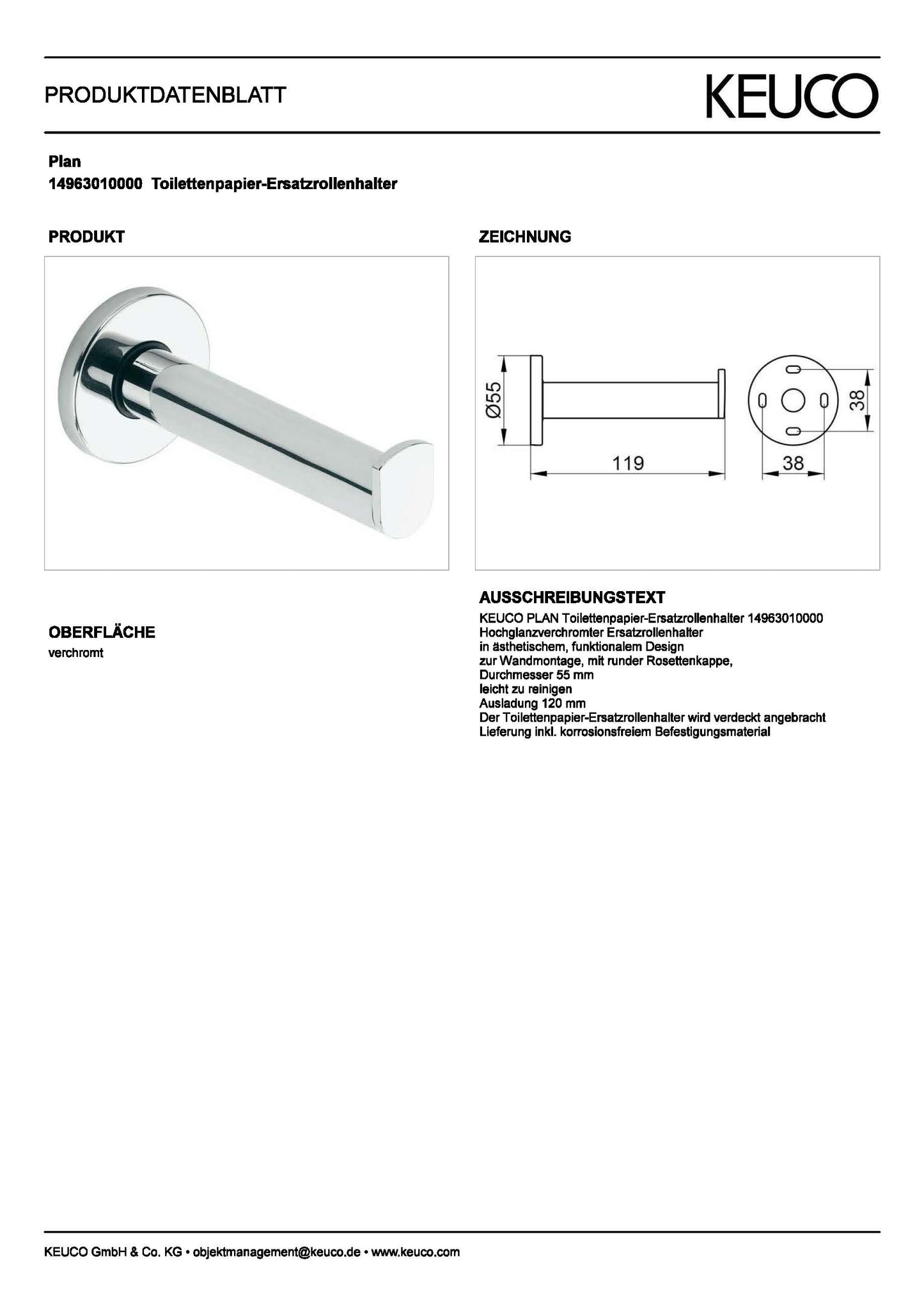 Keuco Plan Toilettenpapier-Ersatzhalter