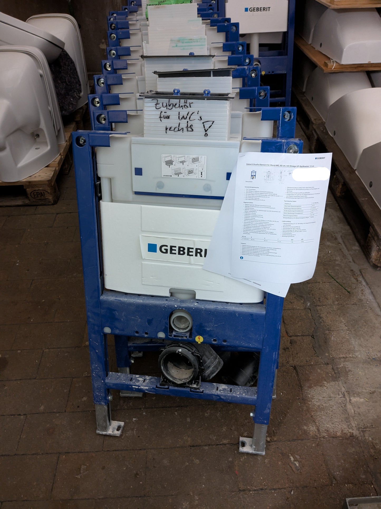 Vorwandelement Geberit Duofix für Wand-WC, Bedienung von oben