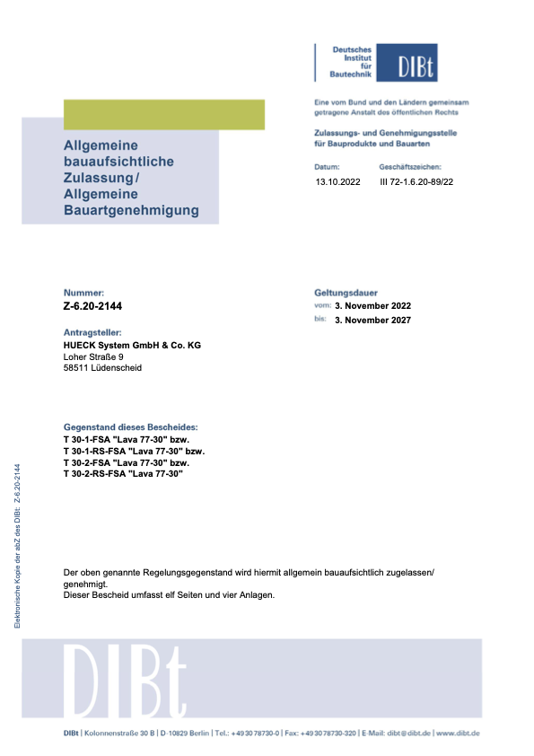 Doppelflügelige Brandschutztür Glas T30-2-RS-FSA B1870 H2500 (DinR Klinke)