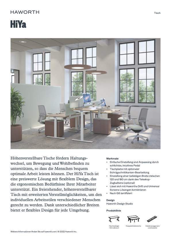 Haworth HiYa Doppel Bench, Maße: B 120-180 cm x H 65-130 cm x T 80 cm