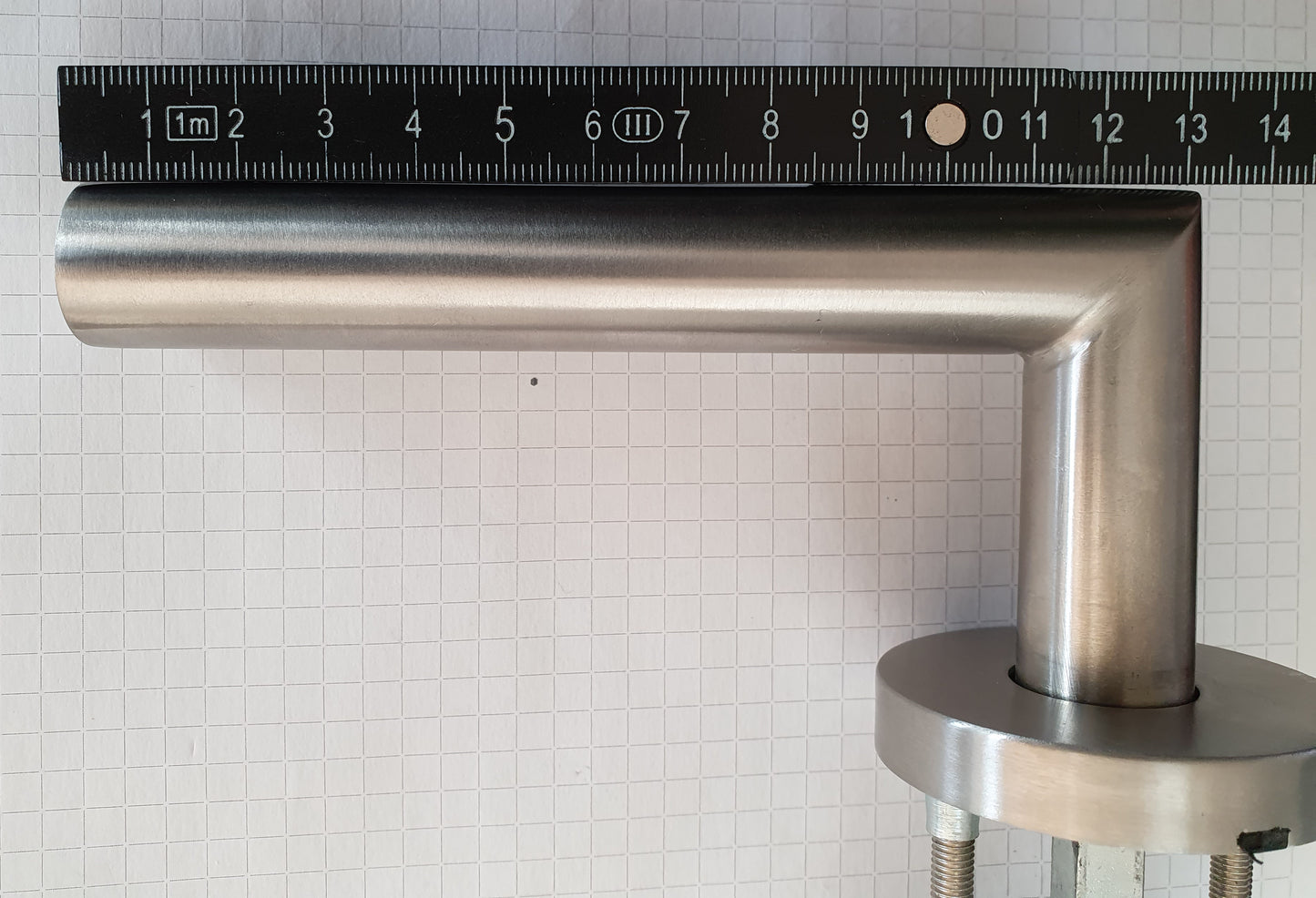 Türbeschlag, innen 131 x 70 mm (Edelstahl, Rundrosette für PZ-Schloß)