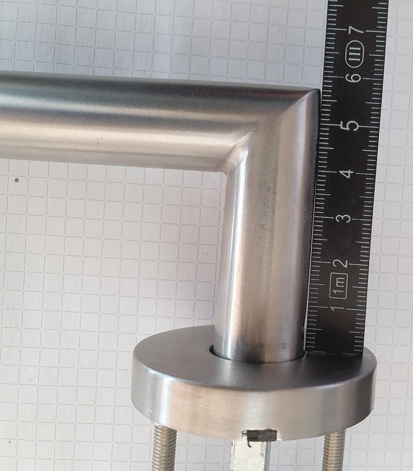 Türbeschlag, innen 131 x 70 mm (Edelstahl, Rundrosette für PZ-Schloß)