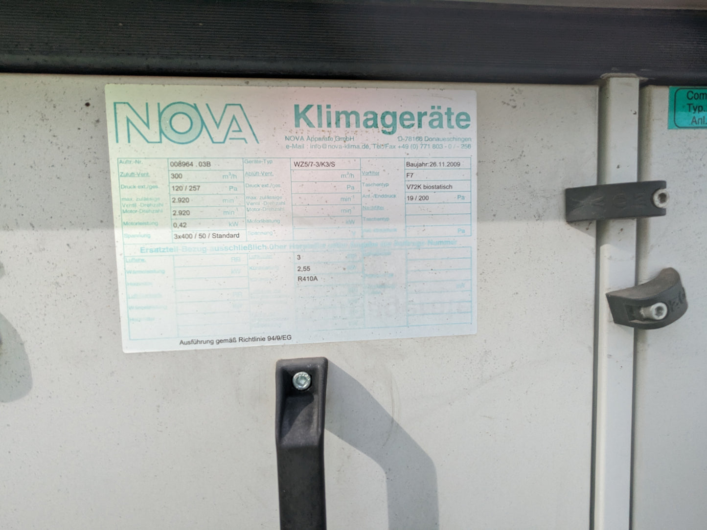 Klimaanlage Nova WK5/7-3/K3/S 880x1100x2850