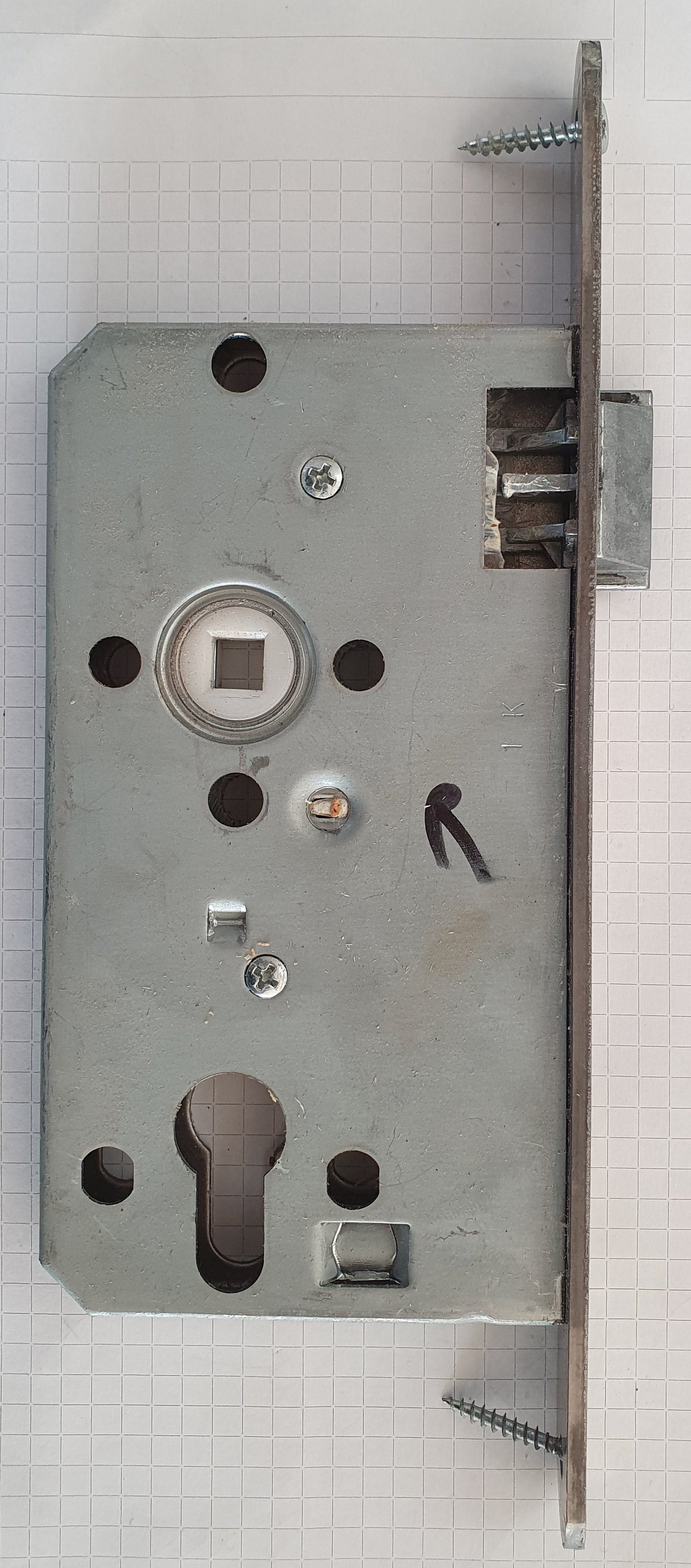 Türschloss / -beschlag, innen 20 x 235 mm DIN Rechts