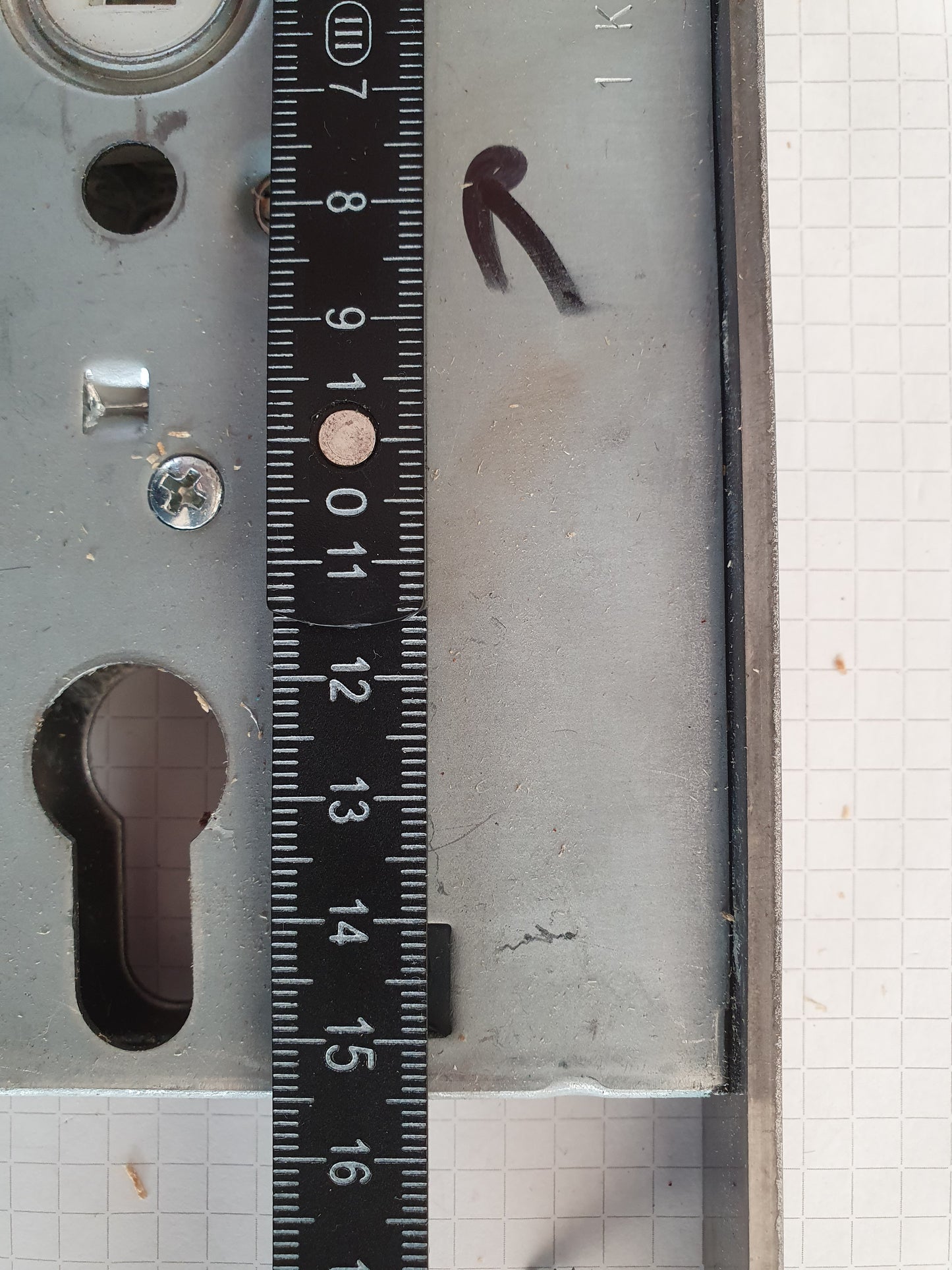 Türschloss / -beschlag, innen 20 x 235 mm DIN Rechts
