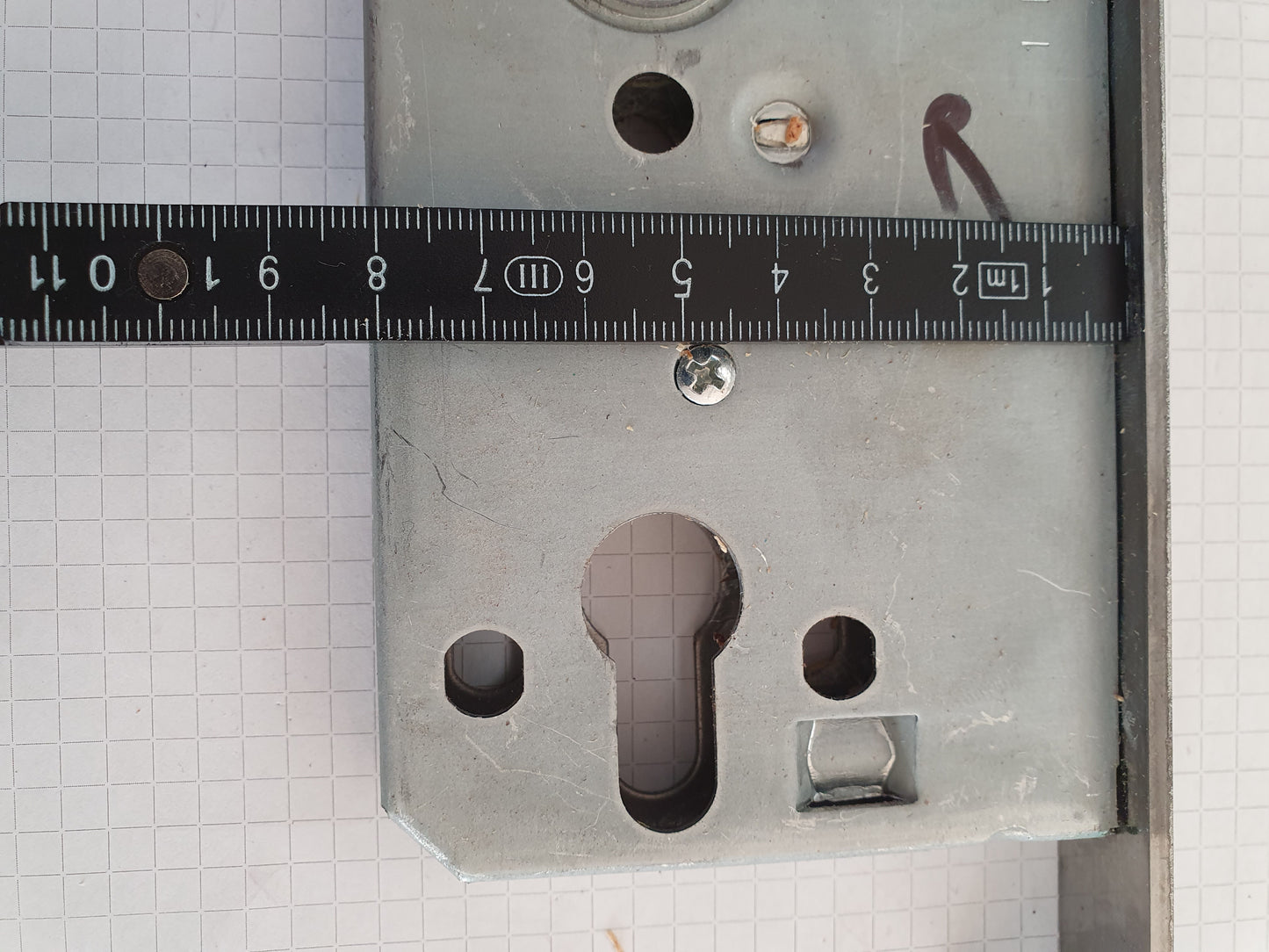 Türschloss / -beschlag, innen 20 x 235 mm DIN Rechts