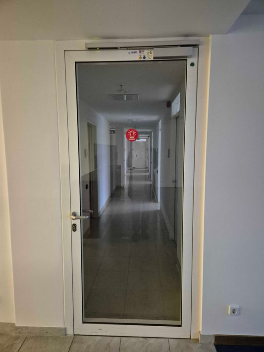 Brandschutztür Glas, T30-1 RS-FSA, Schüco ADS 80 FR 30, B1140 / H2380 (DIN L/R)