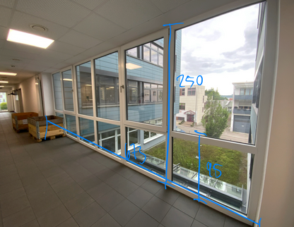 Fenster- Fassadenelement 6-teilig Kunststoff 671x249x8 cm