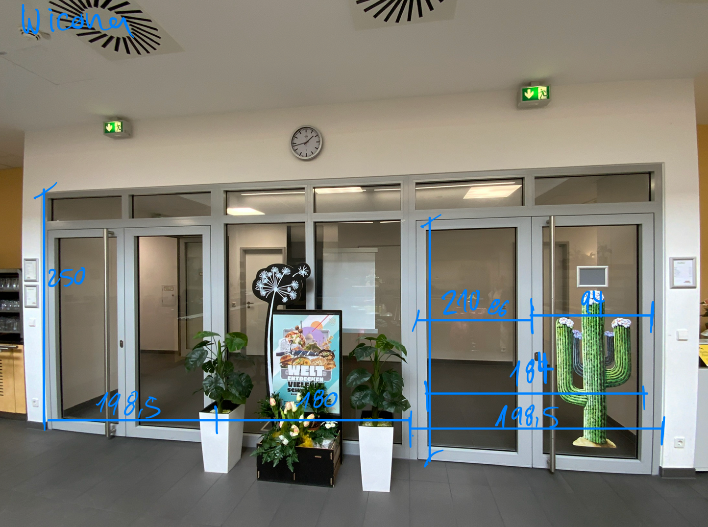 Systemtrennwand - Alu/Glas 577x250x6.5 cm