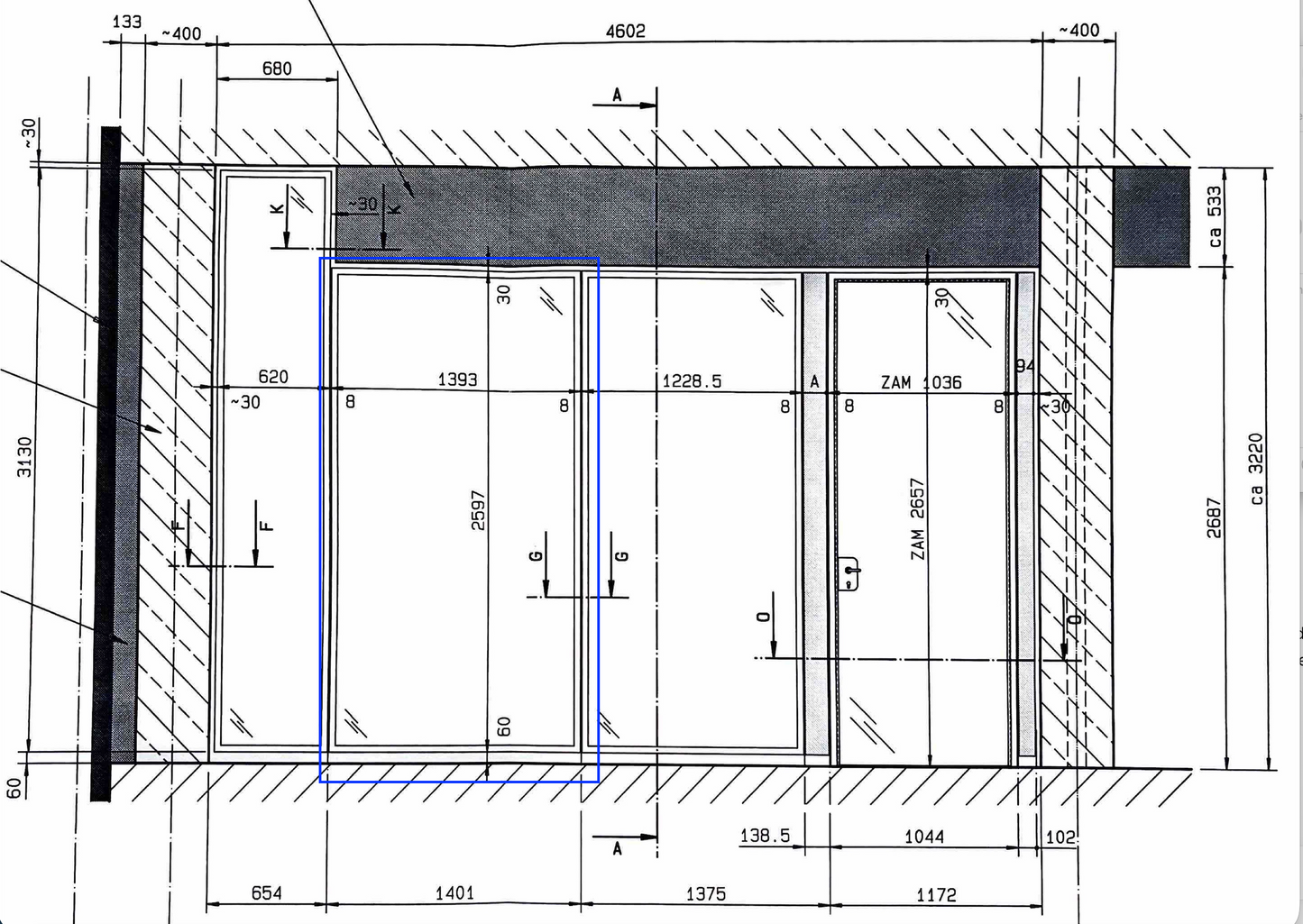 Lindner Systemtrennwand - Glasmodul 1393x2687x100mm