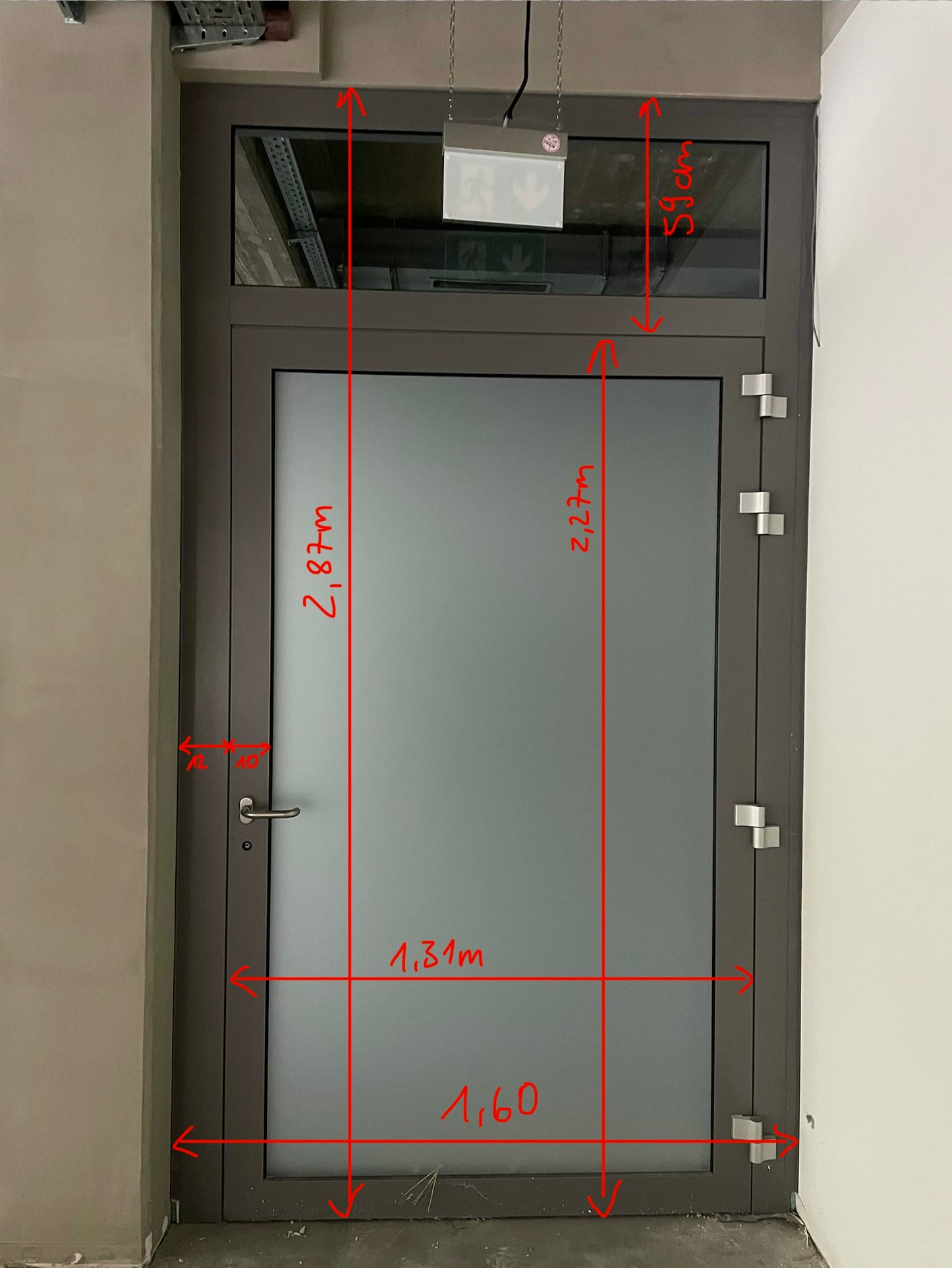 Alu-Brandschutztüren mit Oberlicht T30-1-RS Kawneer AA 720 FR