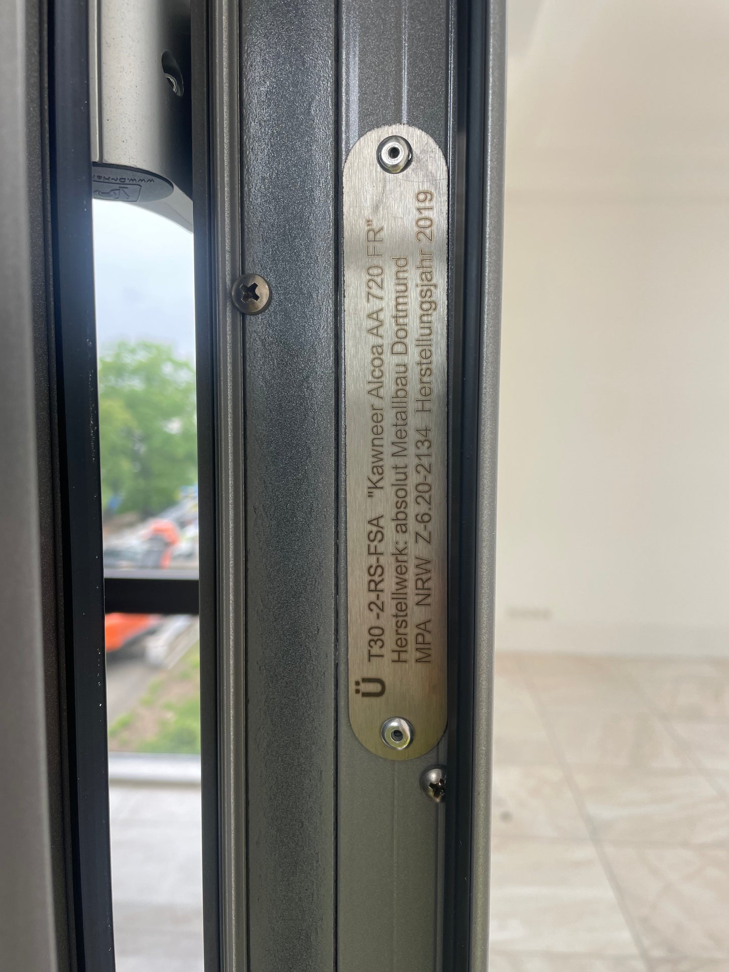 Alu-Brandschutz-Glaswand T30-2-RS Kawneer AA 720 FR | Inkl. Doppeltür