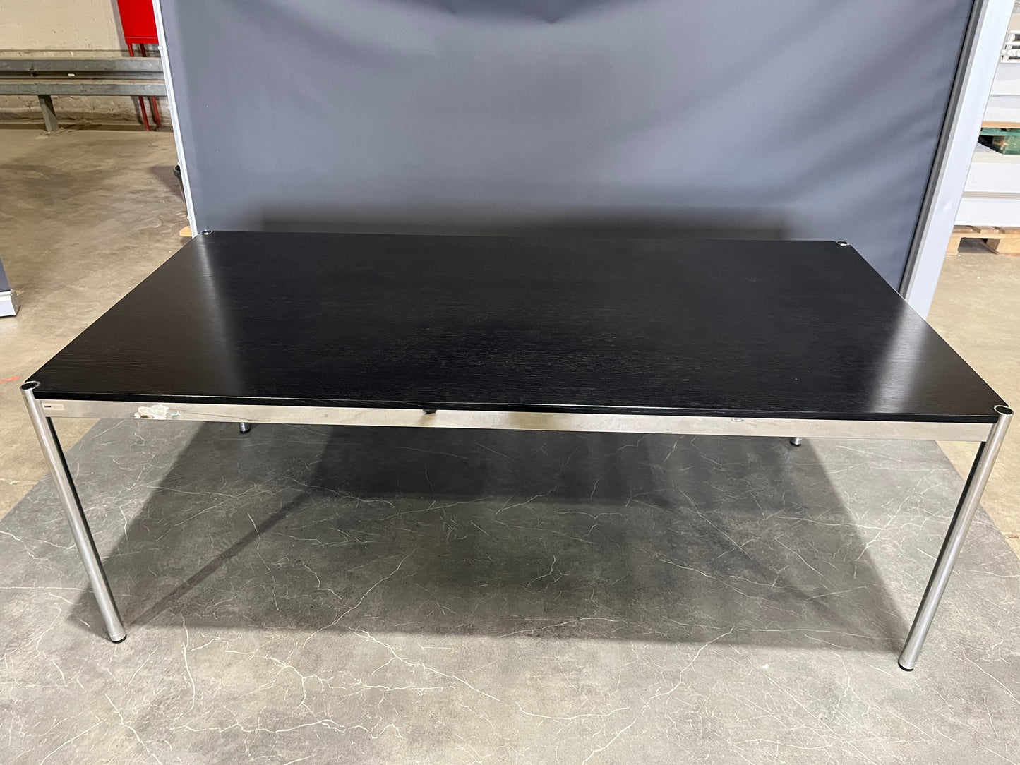 USM Haller Tisch, Eiche furniert, lackiert, schwarz, 2000 x 1000 x 740