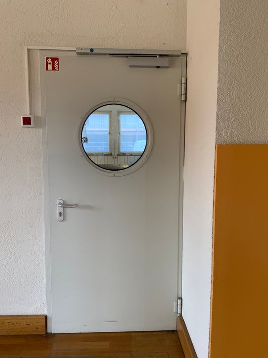 BS-Tür / Türanlage mit Rundglas- T30-1 FSA - innen - Metall- DIN R - 98x211.5x20cm