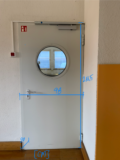 BS-Tür / Türanlage mit Rundglas- T30-1 FSA - innen - Metall- DIN R - 98x211.5x20cm