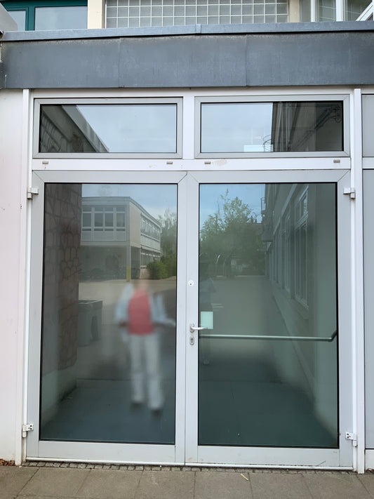 Tür / Türanlage mit Glaseinsatz - 2-flügelig - außen - Metall/Glas - 269x300x7cm