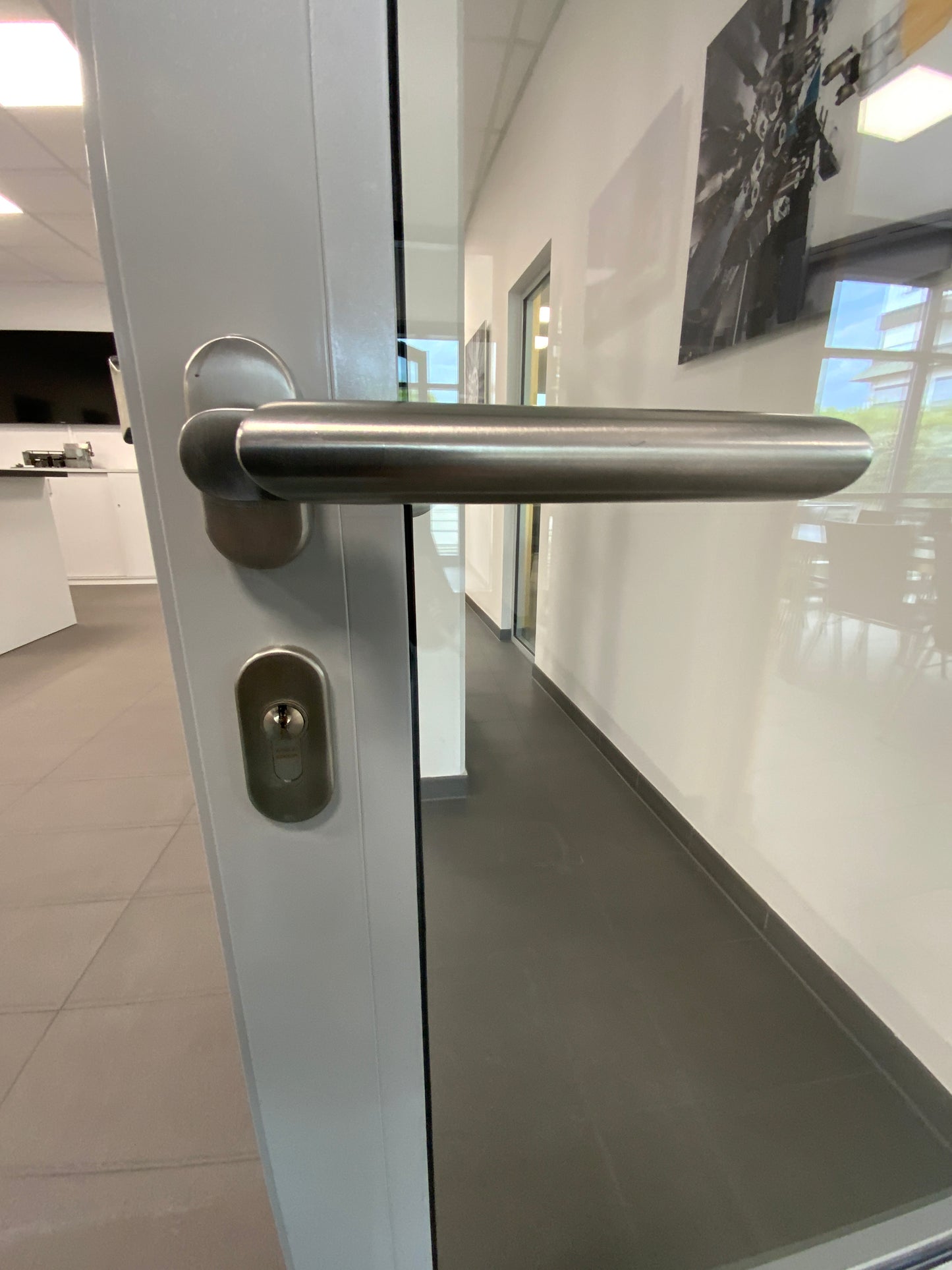 Brandschutztür mit Glaseinsatz - T30 RS - Aluminium/Glas 98x203x8 cm