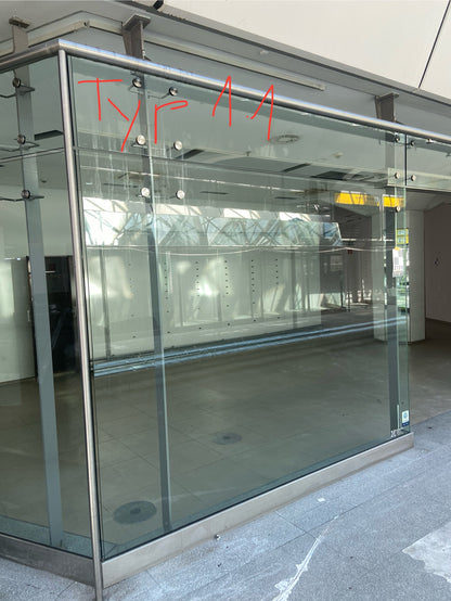Glas-Faltwandsystem Typ 1 A/B (auf Edelstahlschiene) – ReUse