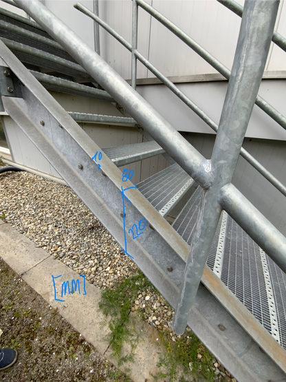 Treppenanlage - Außen - Stahl - 1230x2070x4180 mm