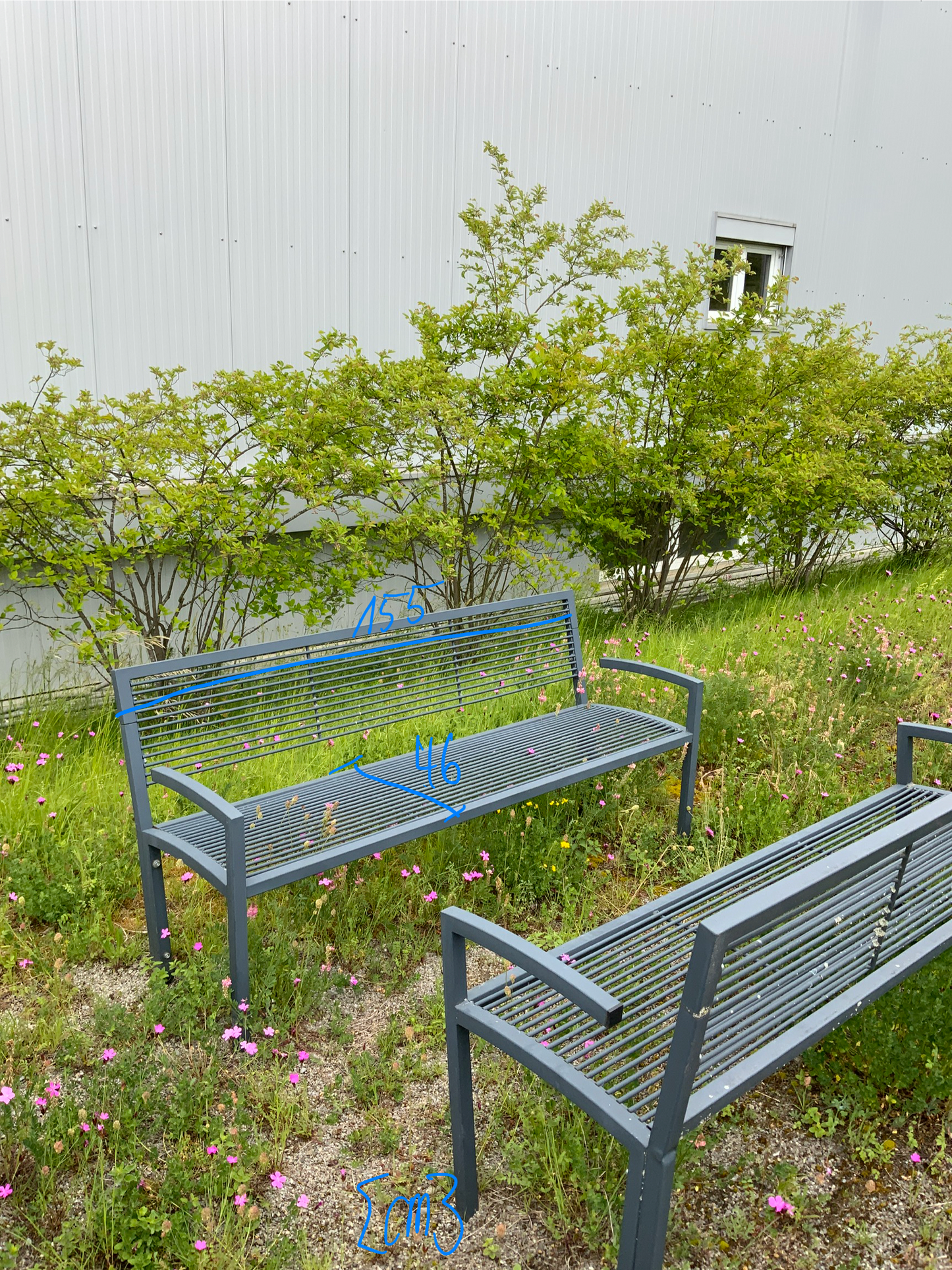 Gartenbank - Metall L 155cm B 46cm