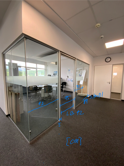 Systemtrennwand - Aluminium/Glas 384x203x156cm