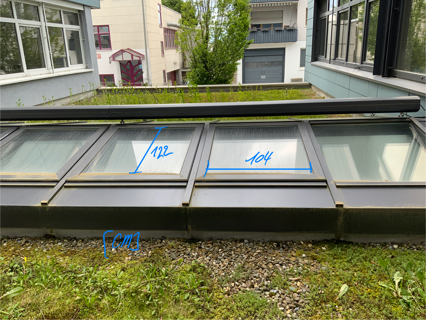 Dachverglasung/Lichtschacht - Metall/Glas  L 700x B 320cm