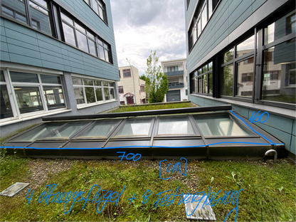 Dachverglasung/Lichtschacht - Metall/Glas  L 700x B 320cm